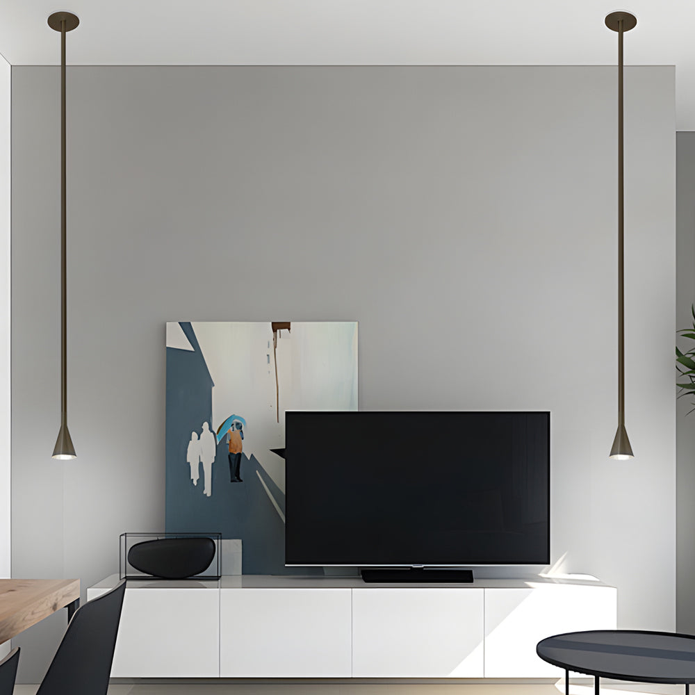 39 37 Modern Vertical Long Metallic Tube Cone Pendant Light