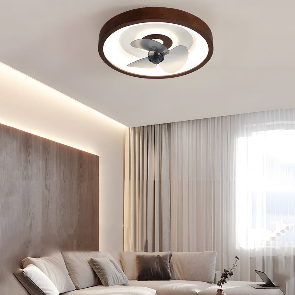 19 7 In Walnut 6 Speed Flush Mount Ceiling Fans With Led Light And Remote