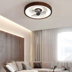 19 7 In Walnut 6 Speed Flush Mount Ceiling Fans With Led Light And Remote
