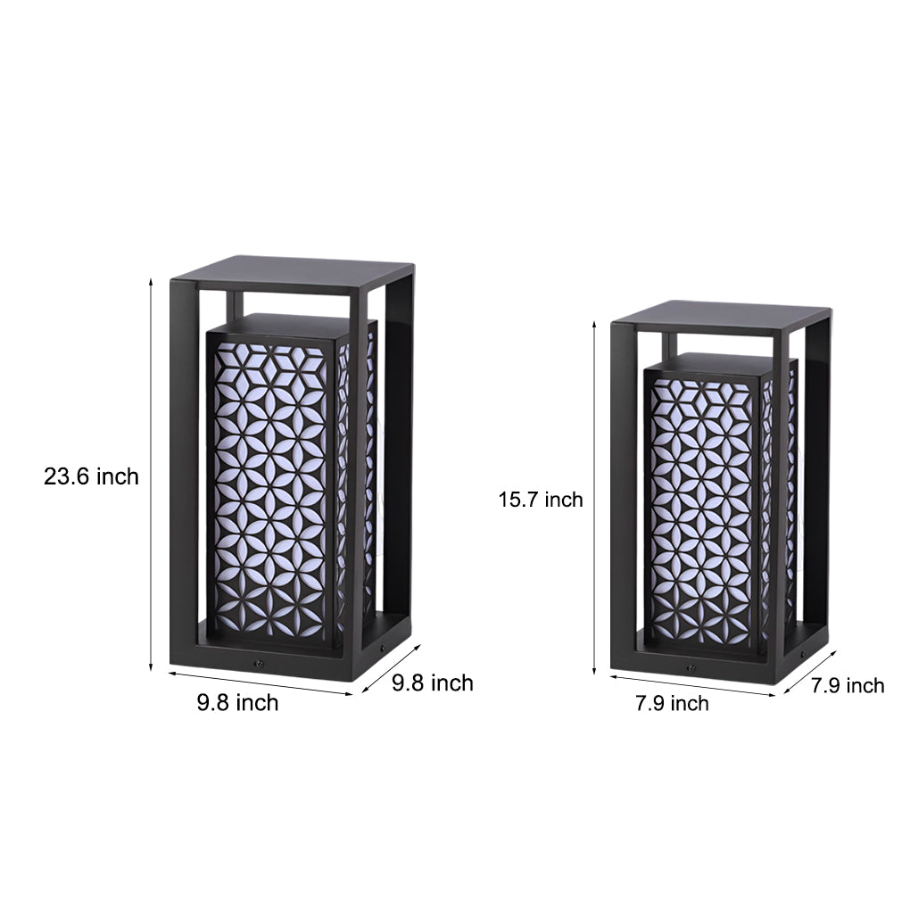 Vintage Galvanized LED Pathway Lights with Floral Lampshade for Garden and Courtyard