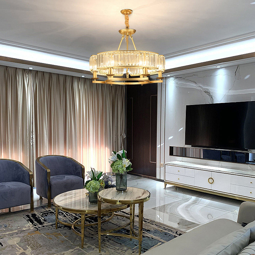 Round Metal Crystal Chandelier Ha098815