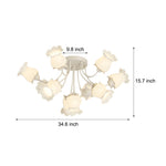 10 White Flowers 3 Step Dimming Creative Modern Ceiling Light Fixture