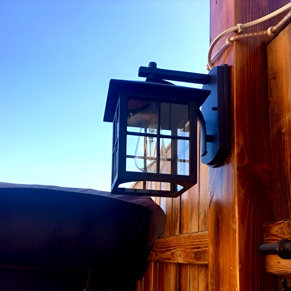 Lantern Shaped Glass Waterproof Modern Wall Sconce