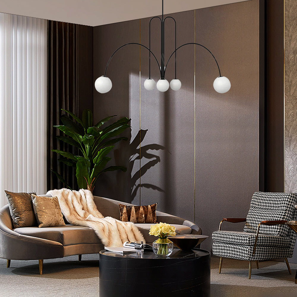 Modern White Round Glass Pendant Light