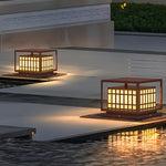Square Led Waterproof Brown Outdoor Post Light