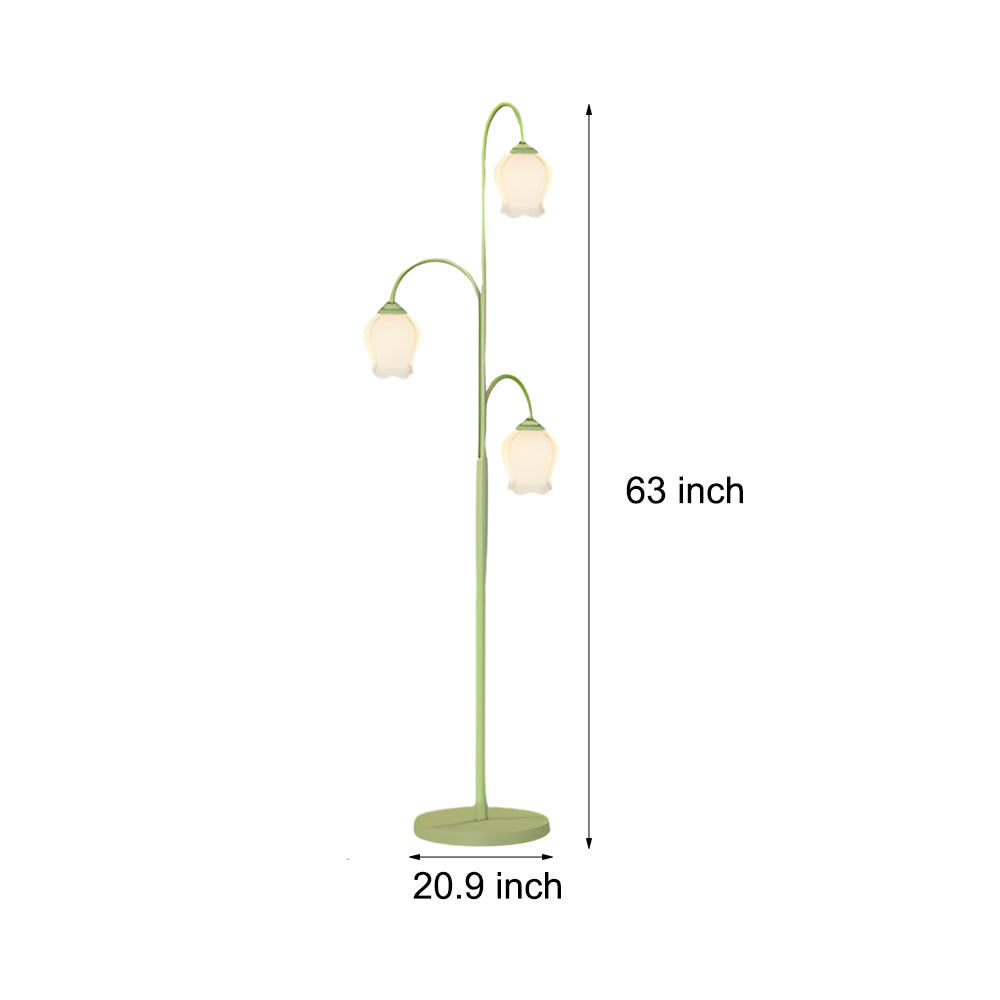 3 Light Green Flower Dimmable Arc Hanging Tuilp Floor Lamp