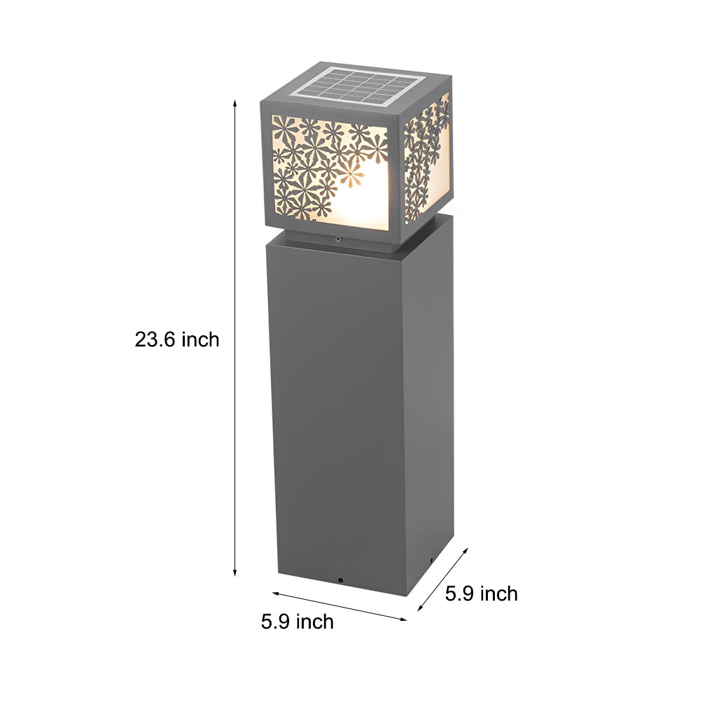 Snowflake Solar LED Bollard Light – Modern Outdoor Pathway Lamp in Black