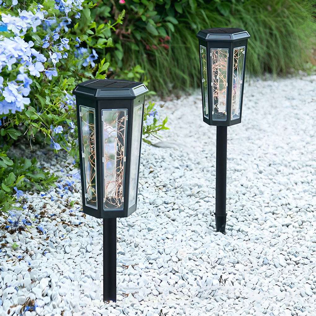Hexagonal Solar LED Lawn Lights with Motion Sensor, Set of 2