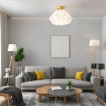 Modern White Flower Semi Flush Mount Ceiling Lamp