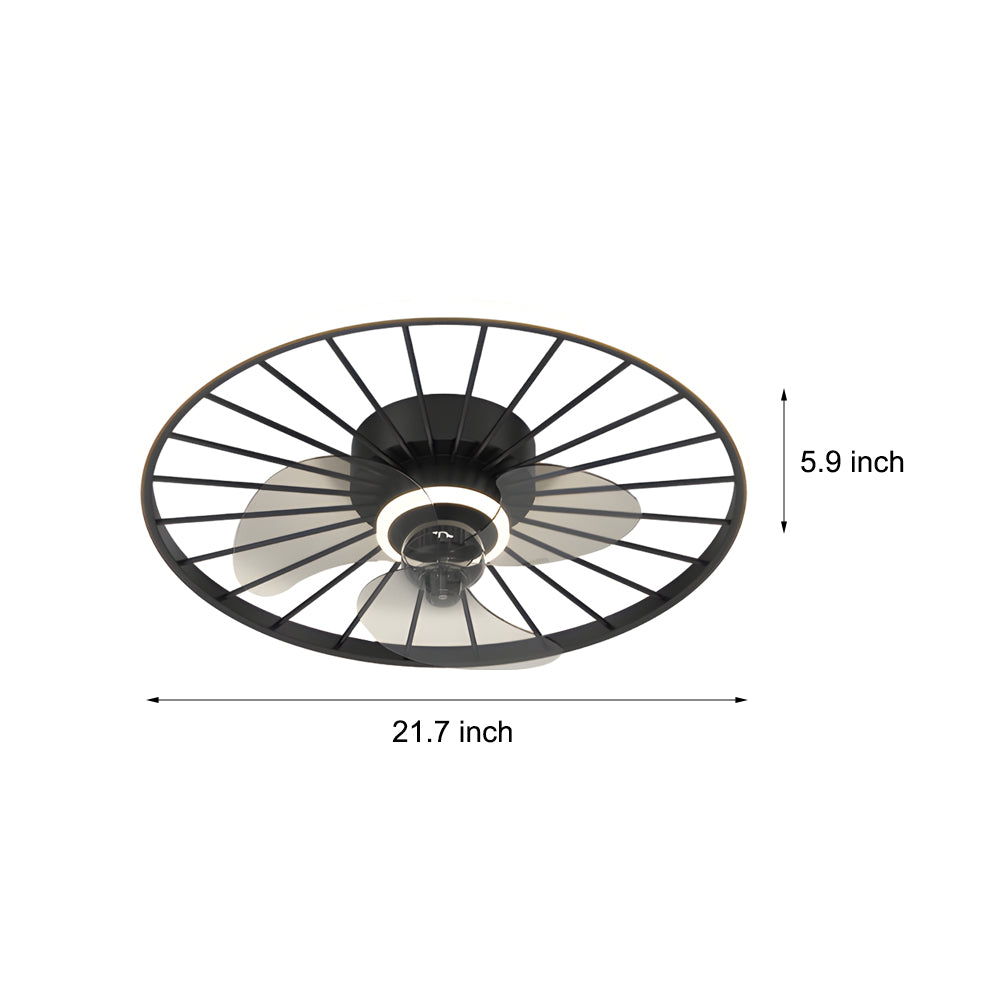 Round Silent Mute Three Step Dimming Nordic Modern Ceiling Fan And Light