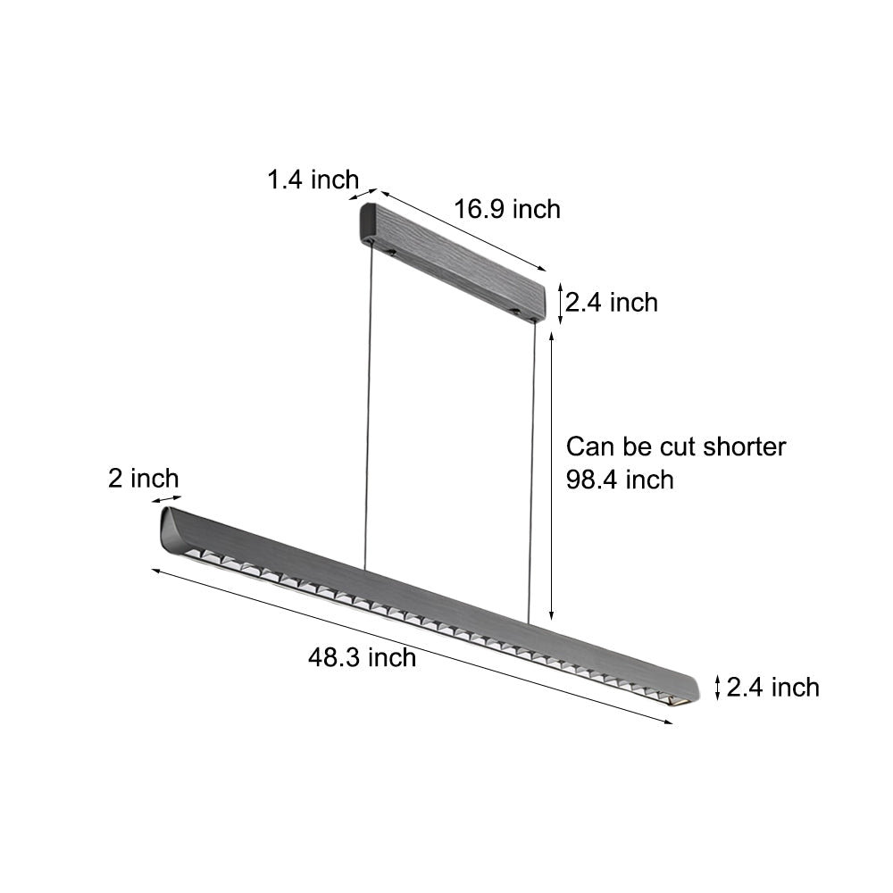 Long Linear Brushed Aluminum Led Island Pendant Lamp