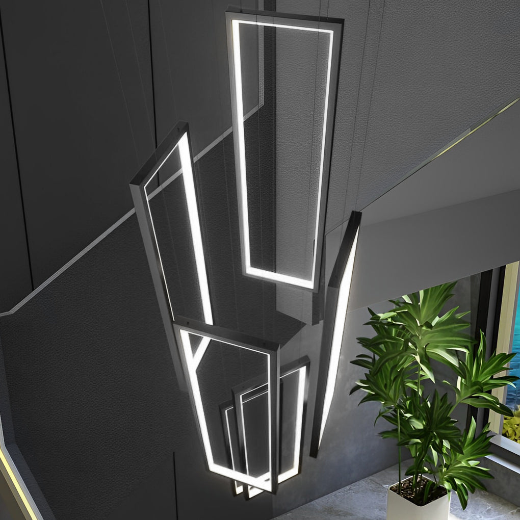 Nordic Black Aluminum LED Linear Staircase Chandelier