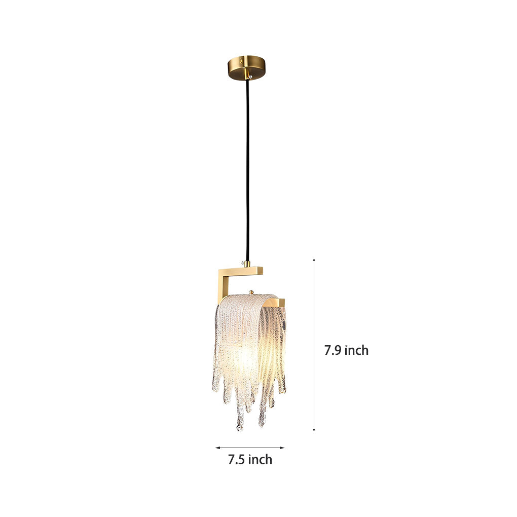 Handcrafted Glass LED Pendant Light with Copper Accent