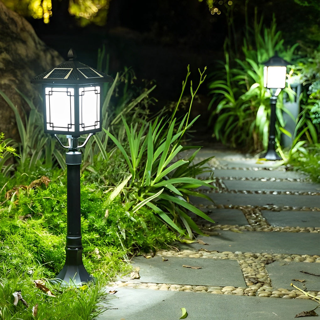 Solar LED Post Light with 3-Step Dimming, Die-Cast Aluminum Outdoor Lamp