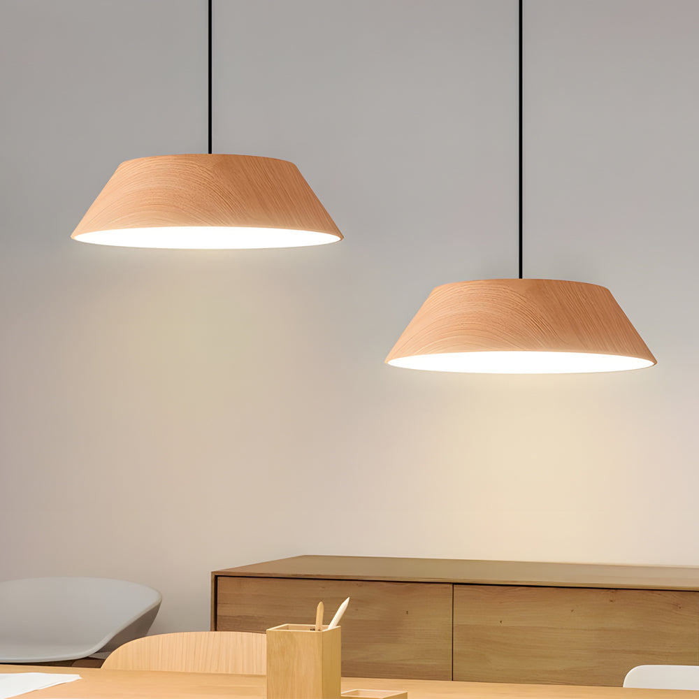 15 74 Inch Round Wood Japanese Style Led Pendant Light
