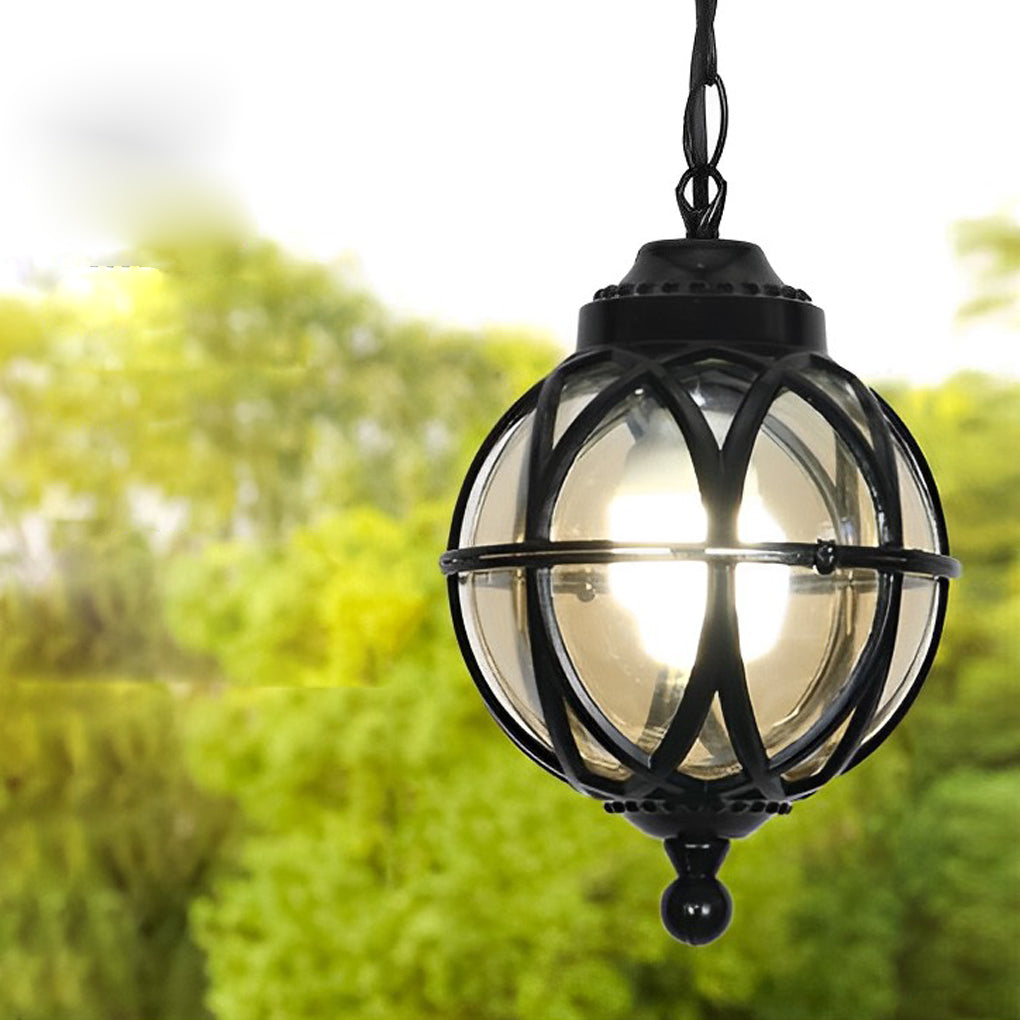 European Style Retro Pendant Aluminum Glass Hanging Ball Outdoor Ceiling Light