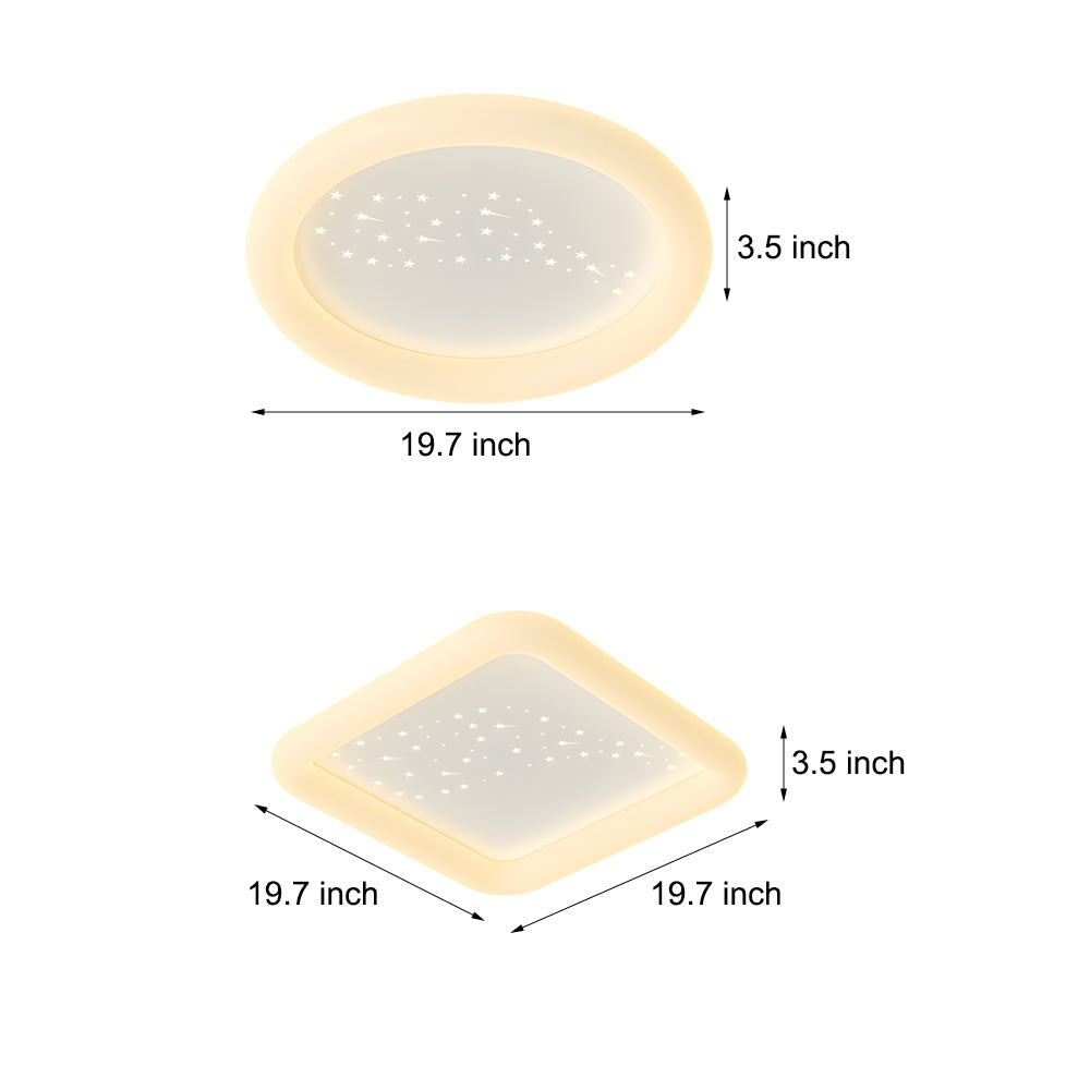 Square Round Three Step Dimming Led Milky White Modern Ceiling Light Fixture