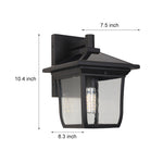 Square Waterproof Aluminum Glass Black Retro Solar Outdoor Wall Lights Li002755