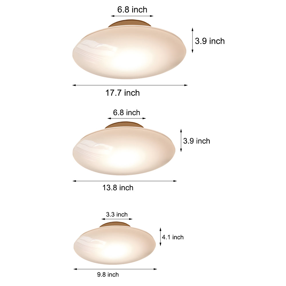 Modern White Glass Led Flush Mount Ceiling Lamp For Bedroom Minimalist Style