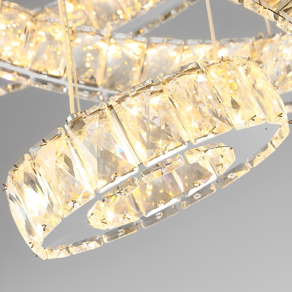 Luxury Crystal Led Chandelier 3 Tier Geometric Or Stacked Led Pendant Light