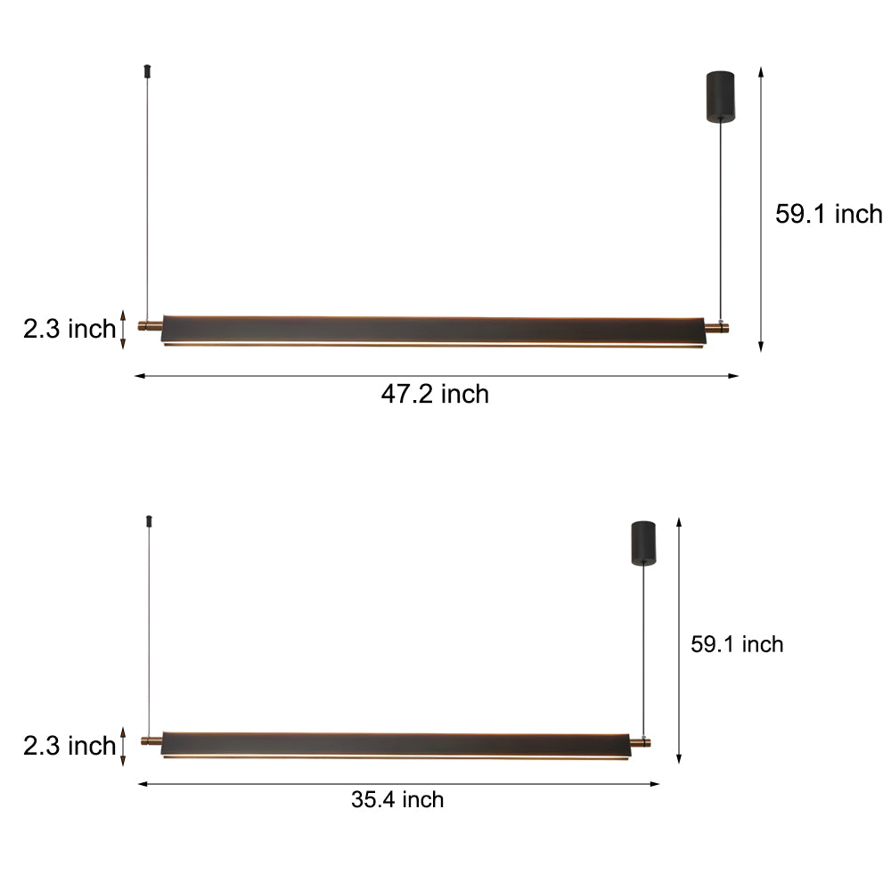 Modern 35 4 47 2 Black Aluminum Linear Kitchen Island Light