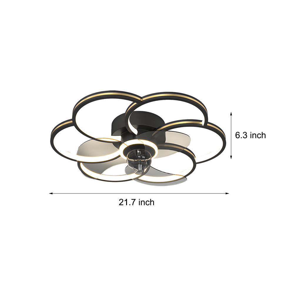 Flower Creative Three Step Dimming Led Silent Modern Ceiling Fan And Light