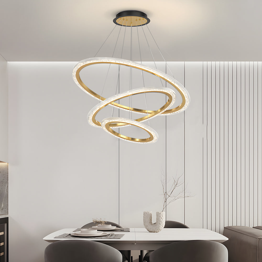 2 3 Rings Adjustable Luxury 3 Step Dimming Modern Chandelier Hanging Lights