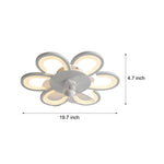 19 7 In 6 Speed White Flush Mount Flower Ceiling Fan Light