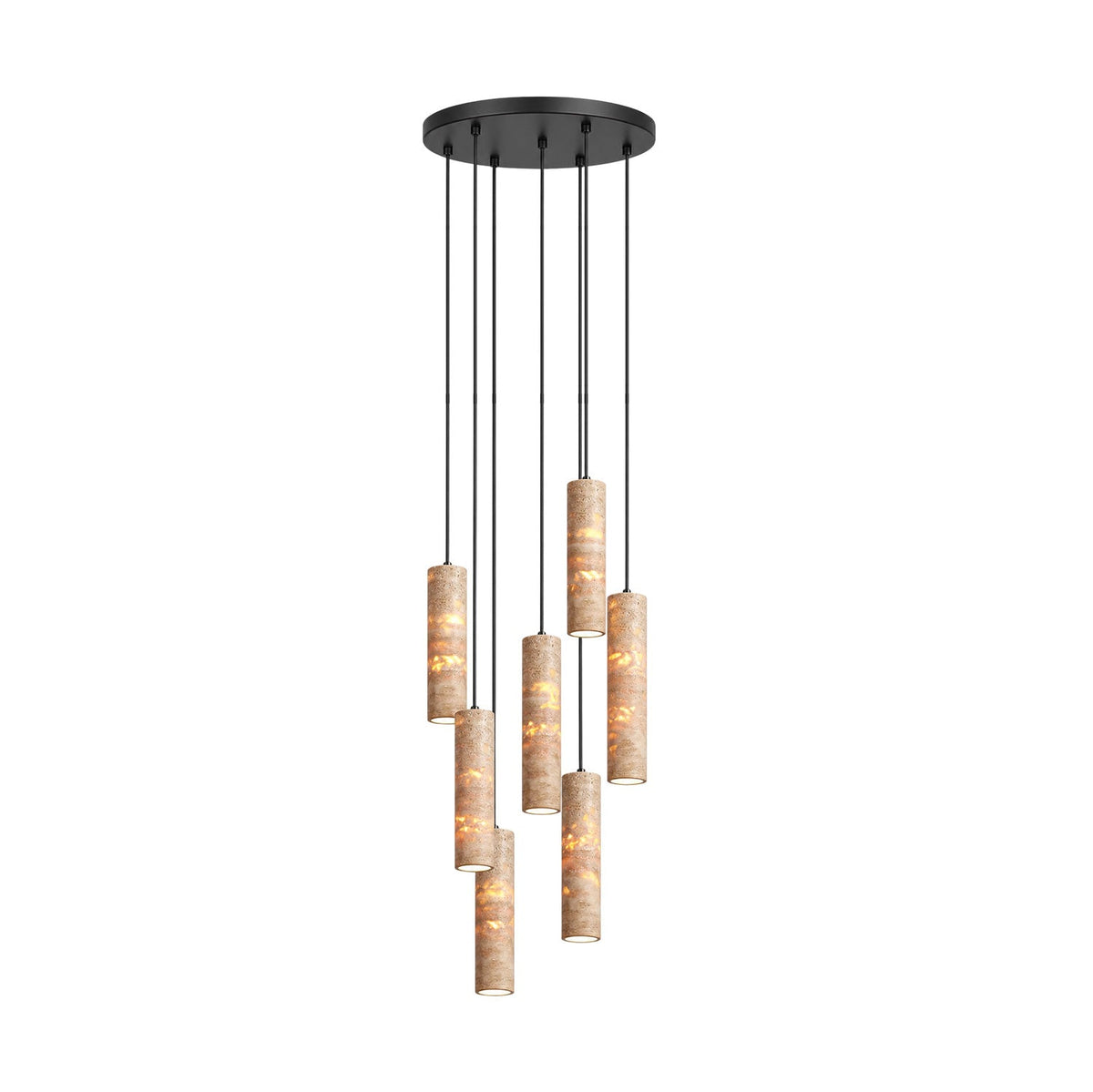 Travertine Cylinder Pendant Light in Warm Stone for Modern Interiors