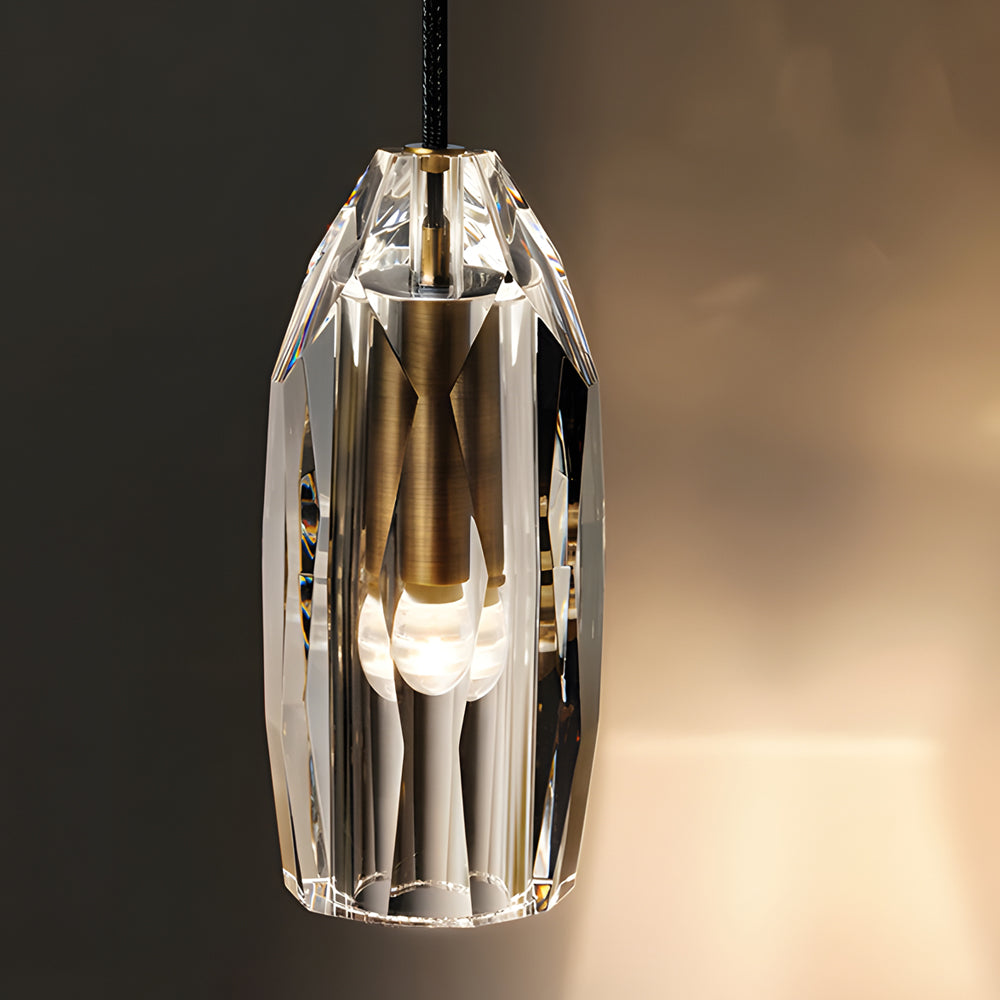 1 Light Clear Single Geometric Pendant With Crystal Accents
