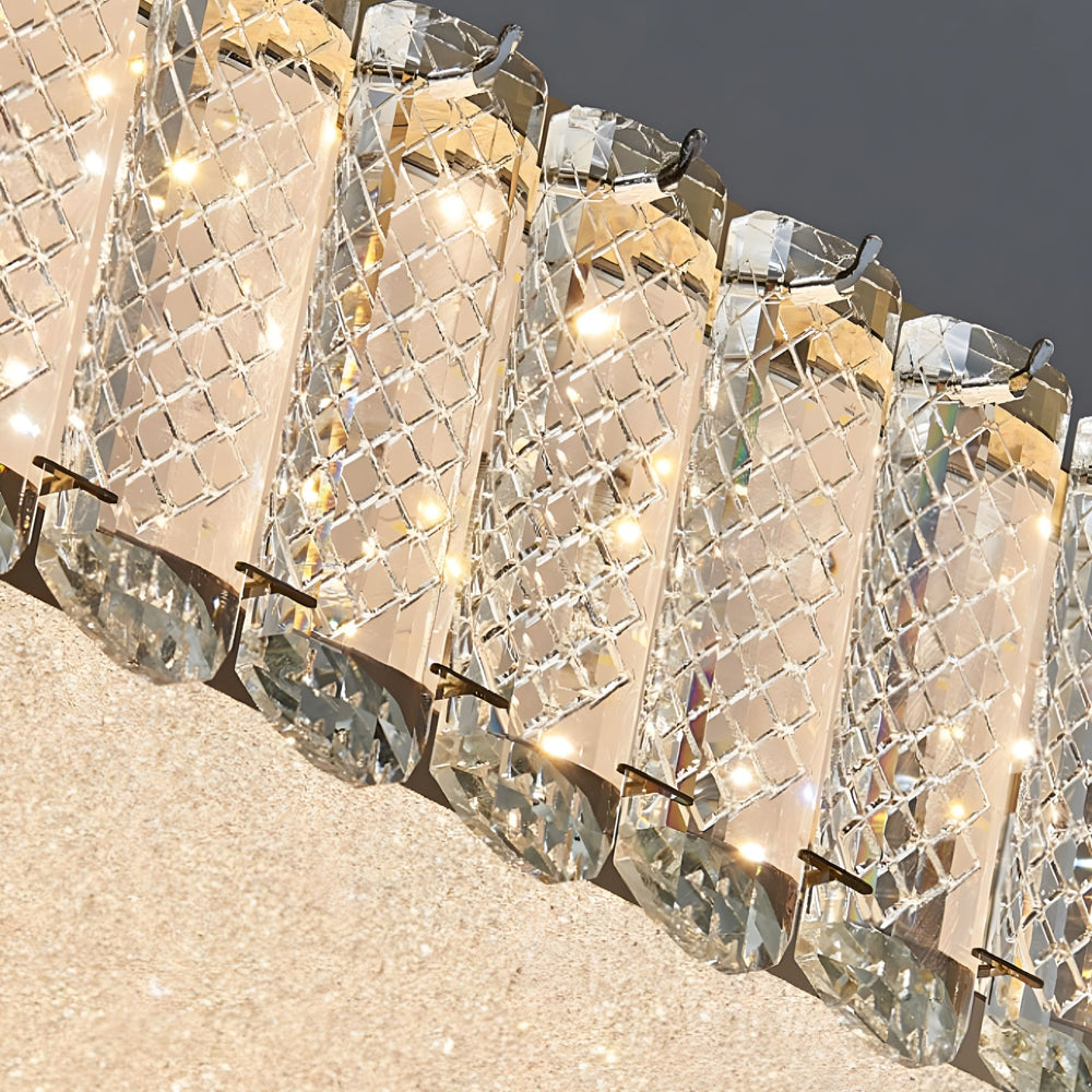 Crystal And Frosted Shade Luxury Round Square Flush Mount Ceiling Light