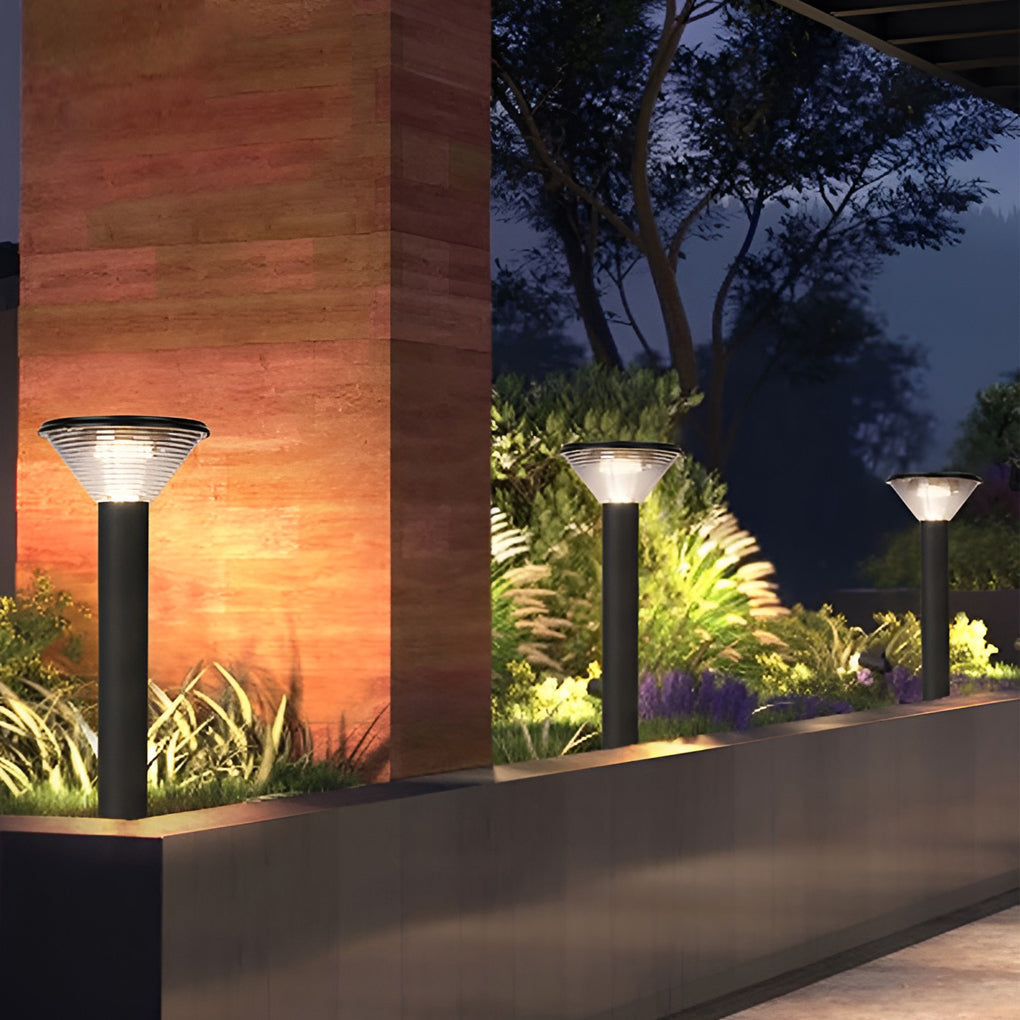 Tapered Solar LED Pathway Light in Black Aluminum for Modern Outdoor Spaces