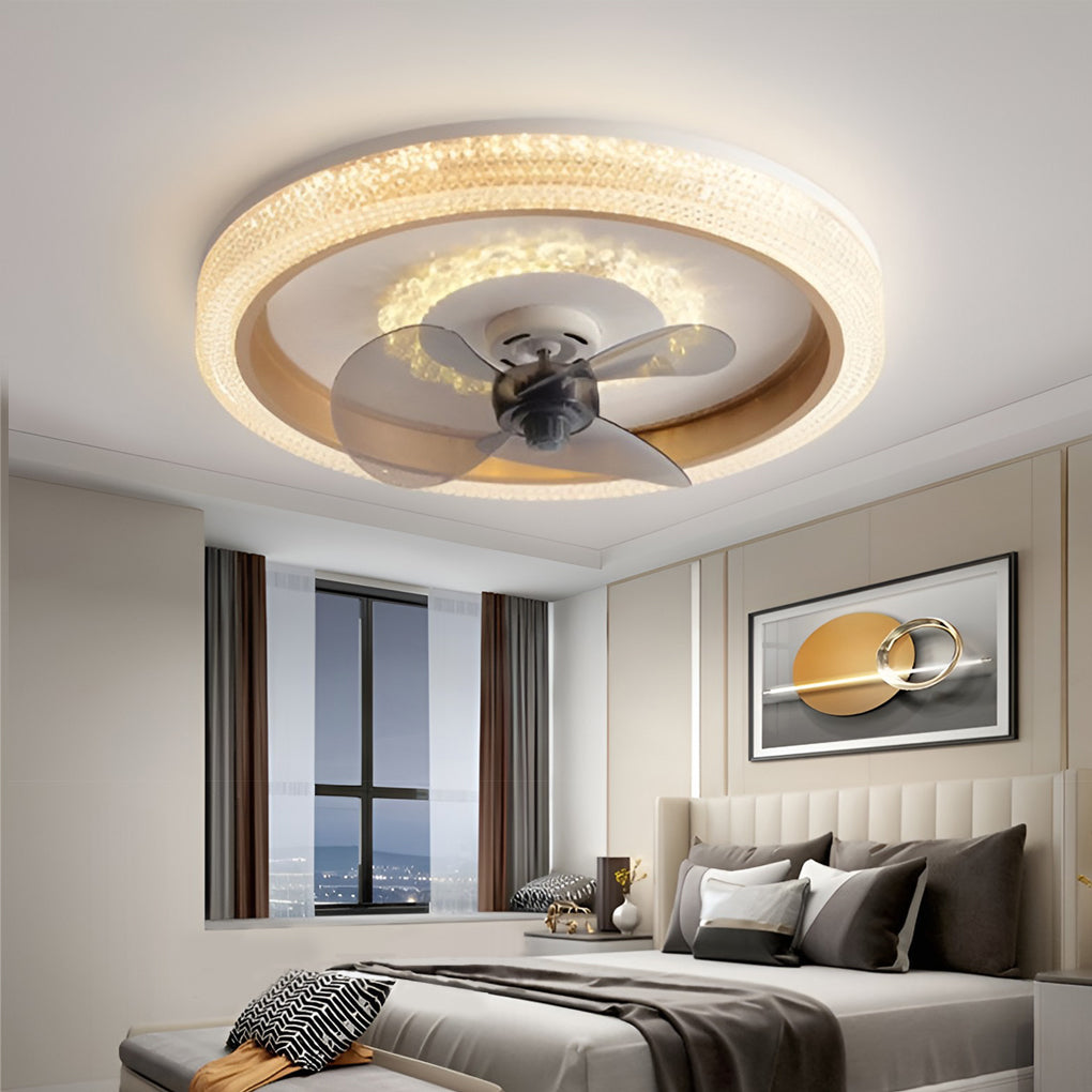 Round Muted 360 Rotatable Stepless Dimming Led Modern Ceiling Fan Light
