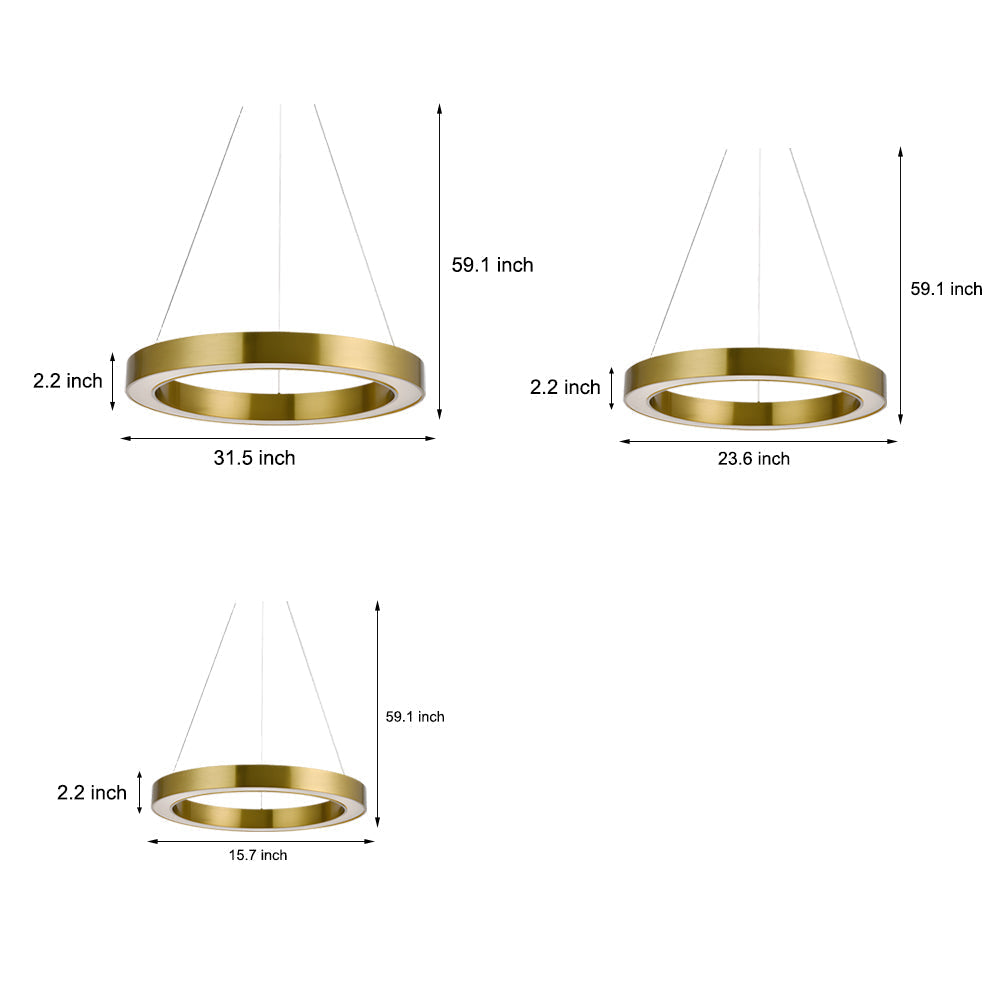 Gold Ring Pendant Light Modern Luxury Led Suspension