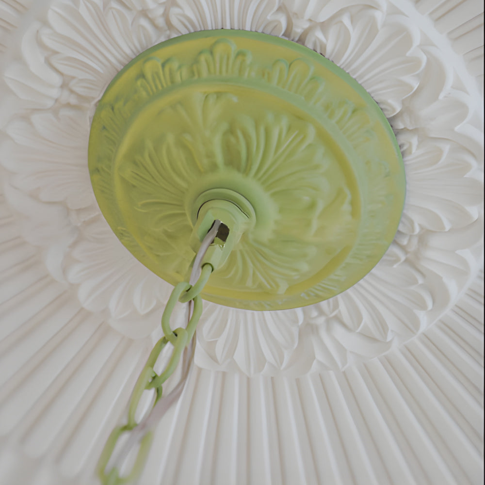Modern Pastoral Green Flower Hanging Chandelier 3 6 8 Light