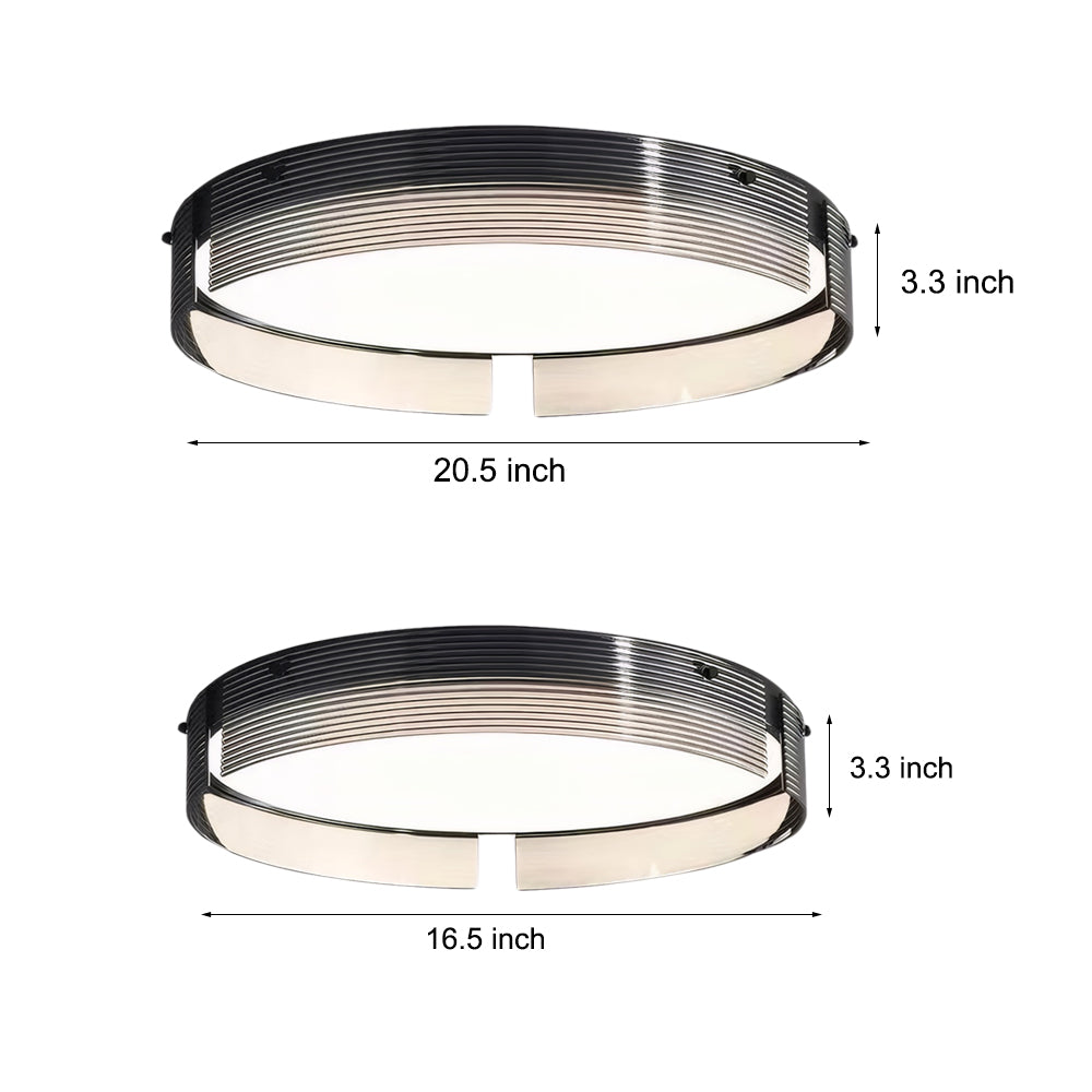 16 5 20 5 In Round Black Stripe Glass Led Flush Mount Light