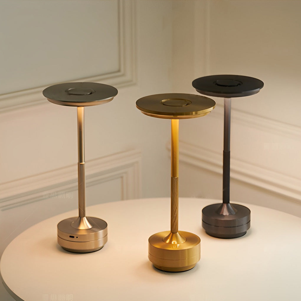 Plated Metal Slender Cordless Ufo Alien Table Lamp