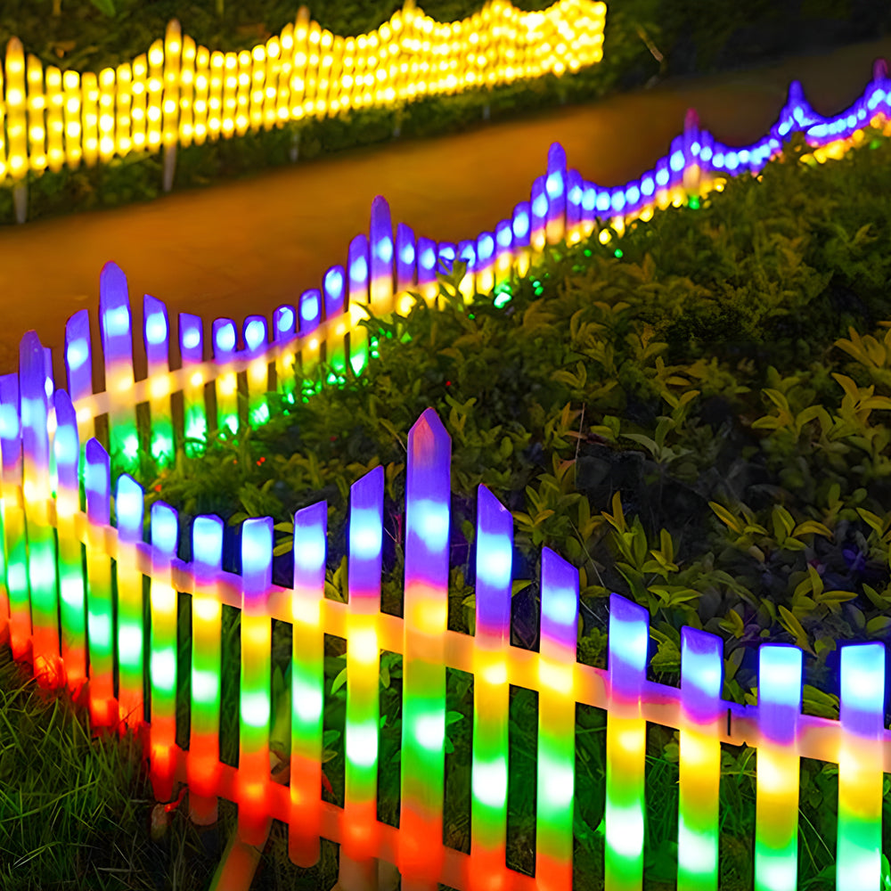 8 Pack Wave Shaped Solar Led Lighted Garden Fence For Christmas