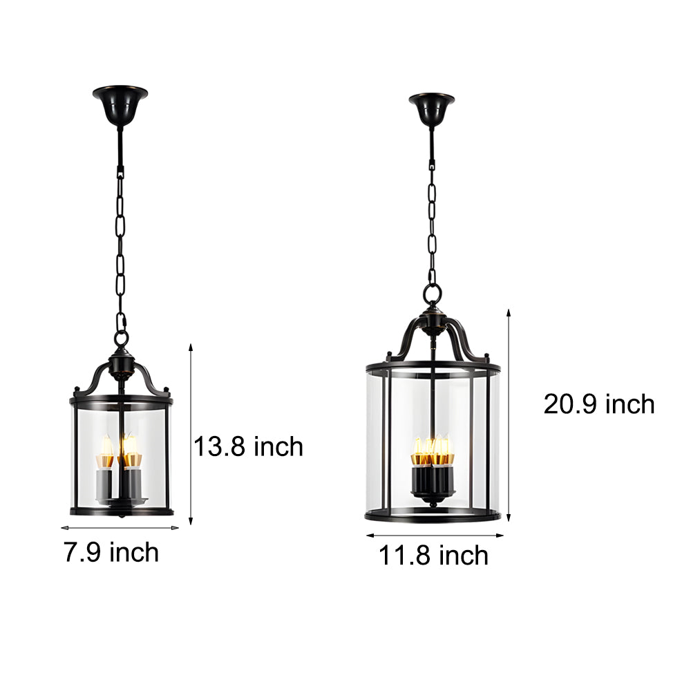 3 4 Light Candlelight Vintage Cylinder Glass Lantern Pendant Light Black