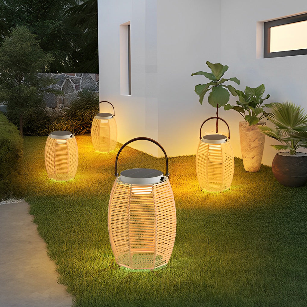 Portable Rattan Led Outdoor Lantern Ha083788
