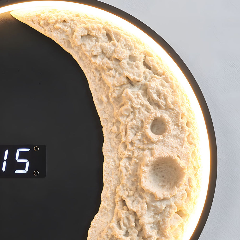 Moon Led Wall Light Wall Digital Clock Astronaut Decor 3 Color Wall Lamp
