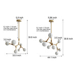 6 8 Light Gold Molecule Chandelier With White Glass Shades