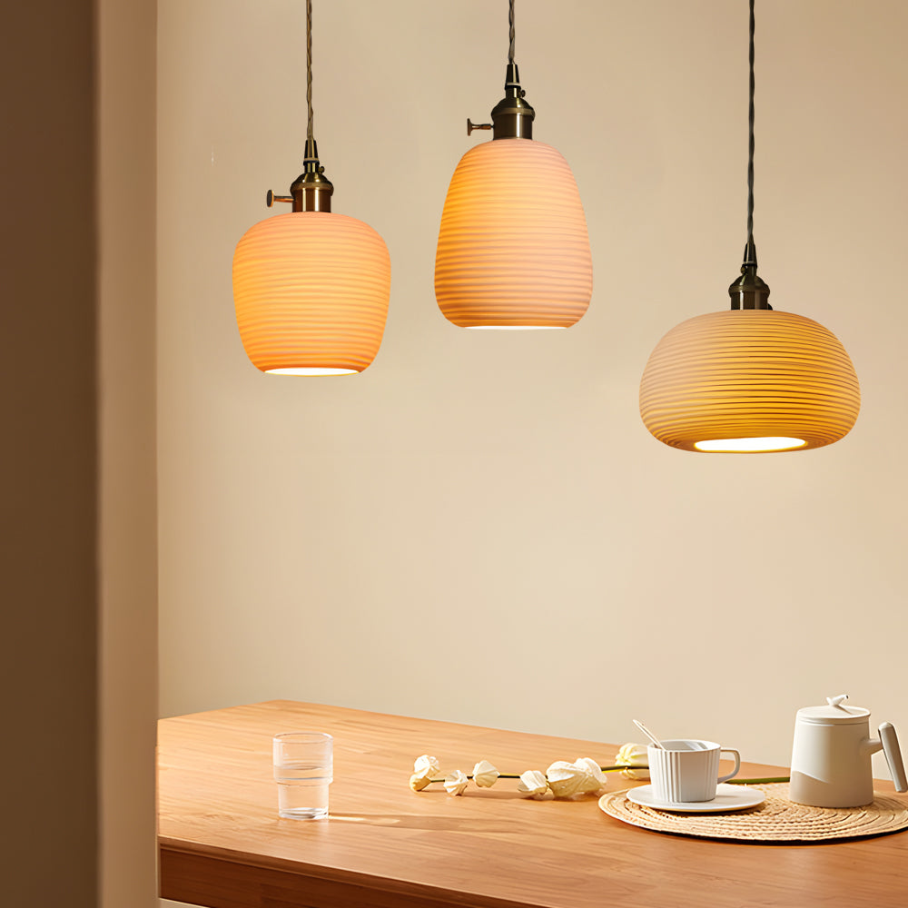 Handmade Ceramic Shade Japanese Style Pendant Light Li002664