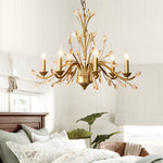 6 9 Light Brass Branch Candle Vintage Chandelier With Crystal Accents
