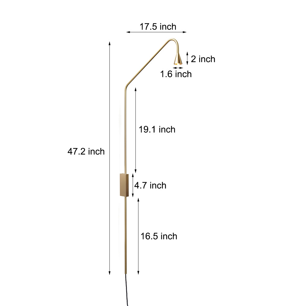 Swing Long Arm Austere Wall Lamp Black Gold
