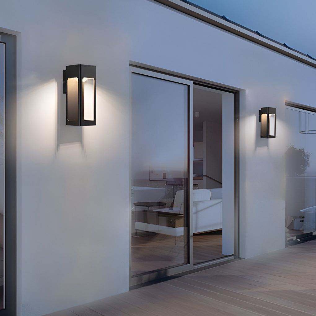 Rectangular Ip65 Waterproof 12W Led Black Modern Outdoor Wall Lamp Sconces