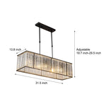 Long Rectangular Crystal 3 Step Dimming American Style Chandelier