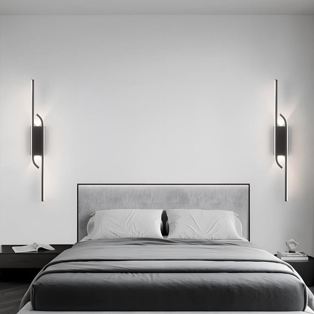 Minimalist Long Strip Aluminum Led Black Nordic Wall Lights Indoor