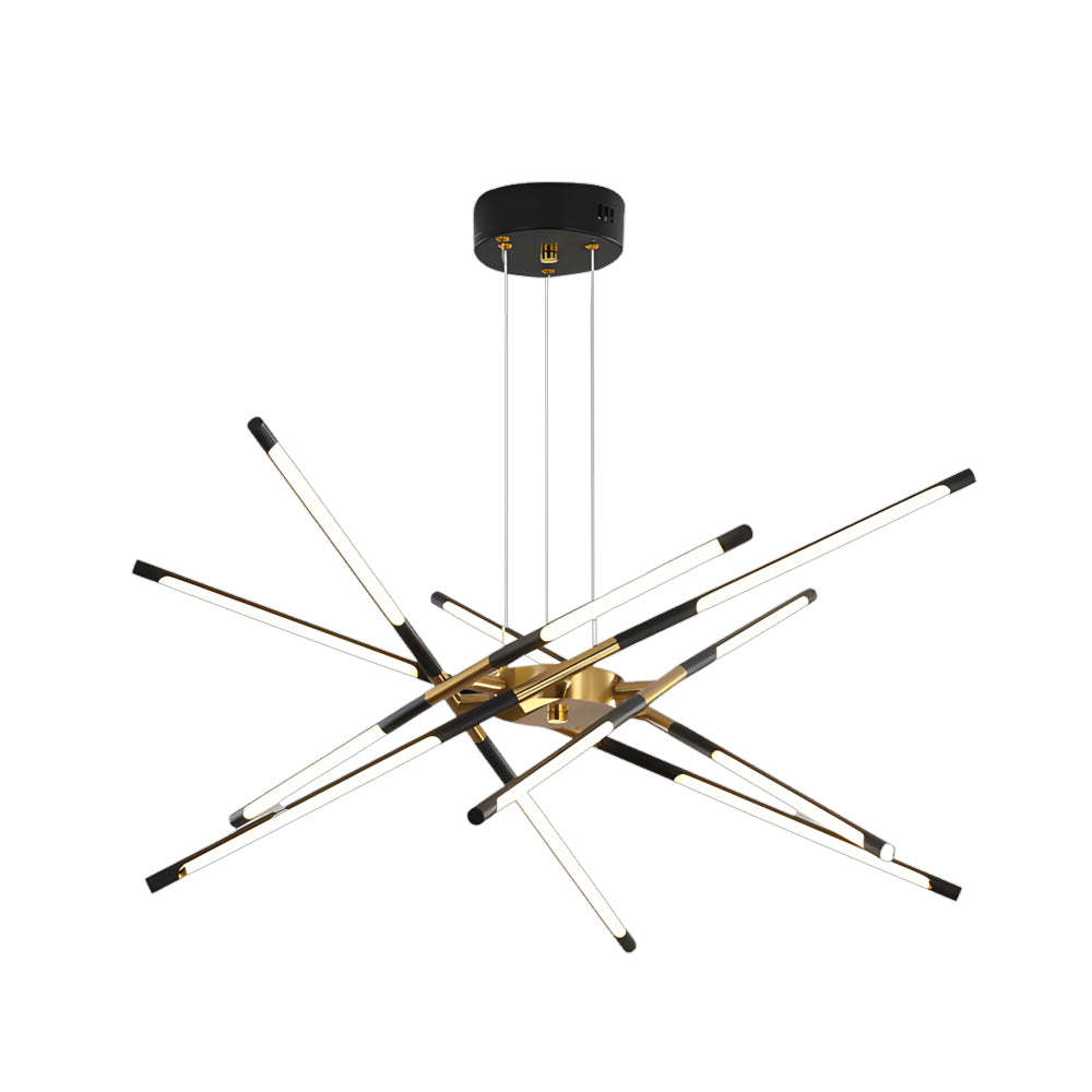 Modern Stepless Dimming Long Strip Sputnik Led Chandelier Gold Black Gold