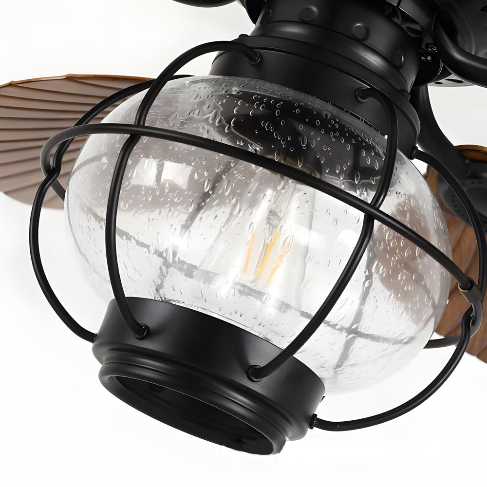 42 52 Inch Led Tropical 5 Brown Blades Reversible Ceiling Fan Light With Remote Control